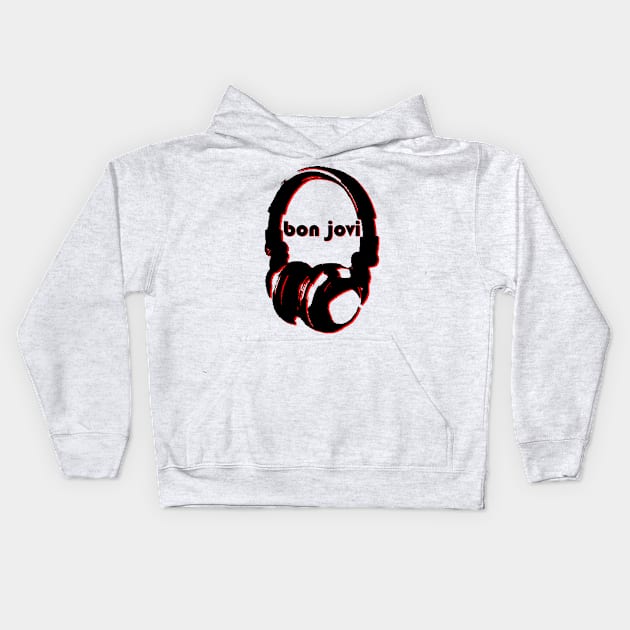 Bon Jovi: Headphones Kids Hoodie by Maries Papier Bleu